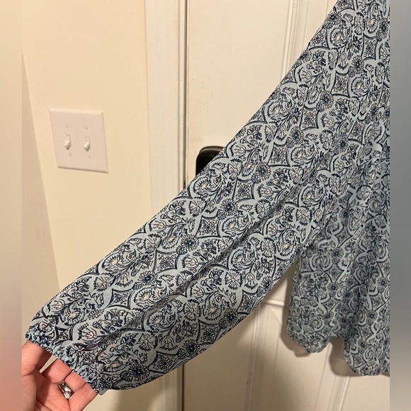 New! Wonderly  Blue & Black Floral Damask Blouse Peasant Boho size 3X NWT! - Picture 5 of 16